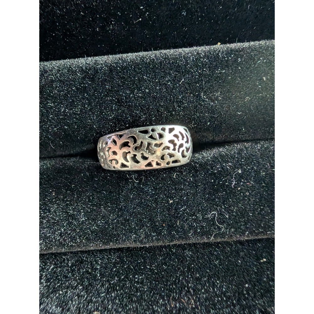 925 Sterling Silver Filigree‎ Open Size Ring Adjustable Boho Floral Pattern